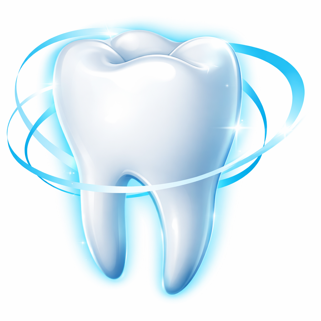 3d teeth protection on blue background